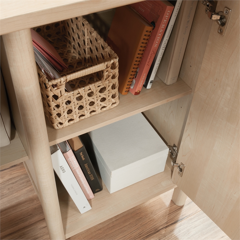 Pemberly Row Modern Engineered Wood L-Desk in Natural Maple Finish