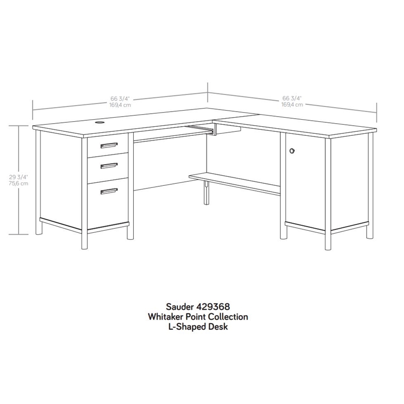 Pemberly Row Modern Engineered Wood L-Desk in Natural Maple Finish