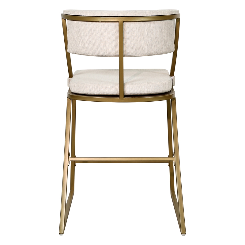 Pemberly Row 25in. Counter-Height Metal Bar Stool with Back- Antique Brass