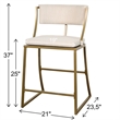 Pemberly Row 25in. Counter-Height Metal Bar Stool with Back- Antique Brass