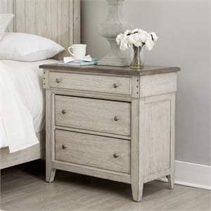 Pemberly Row Ivy Hollow 3 Drawer Bedside Chest w/ Charging Station