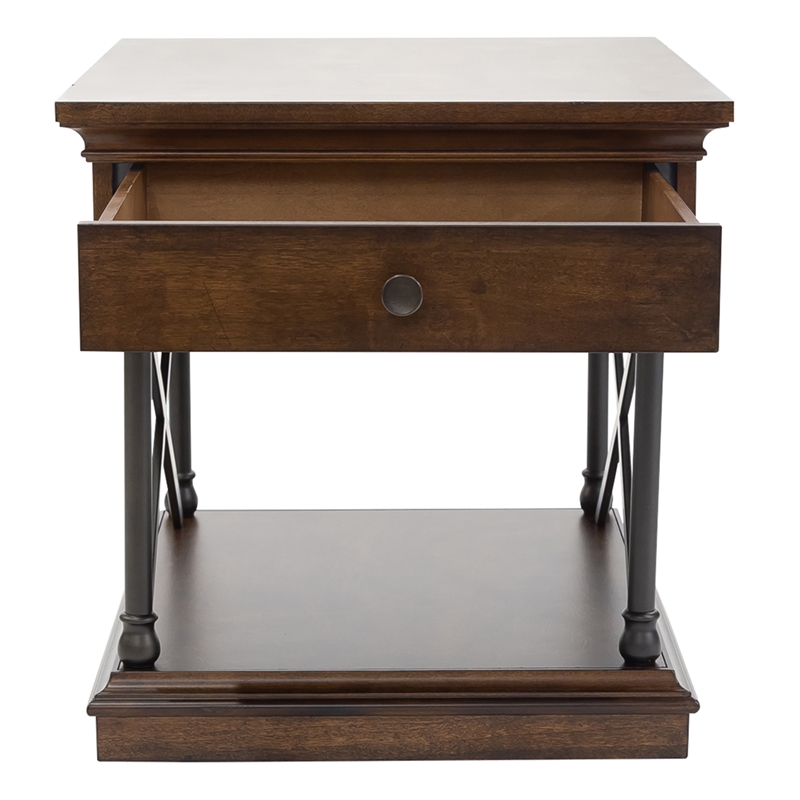 Pemberly Row Modern / Contemporary Drawer End Table in Brown