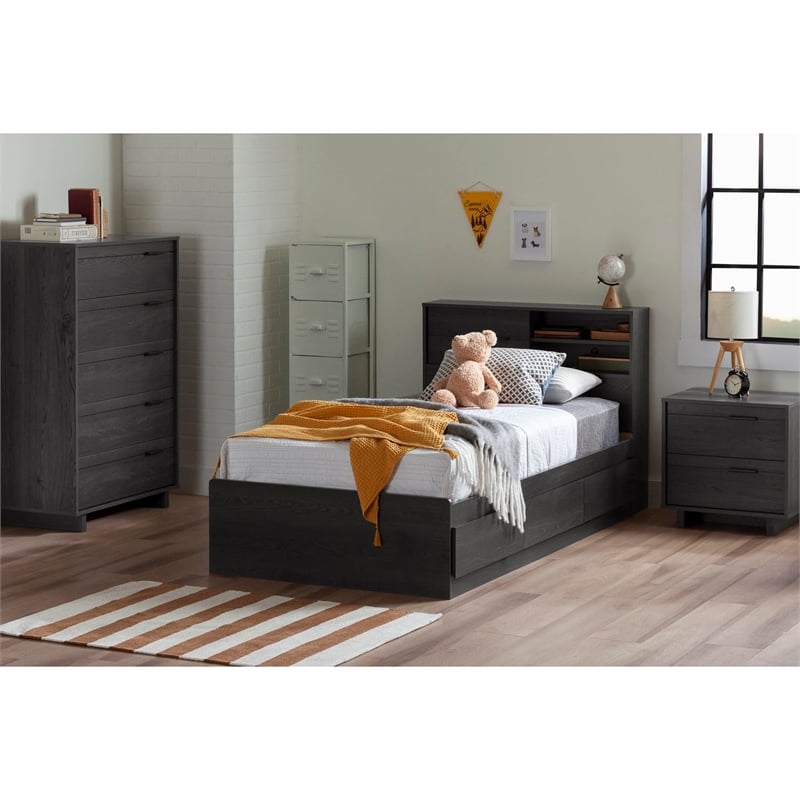 Pemberly Row Contemporary Transitional Chest in Gray Finish Oak