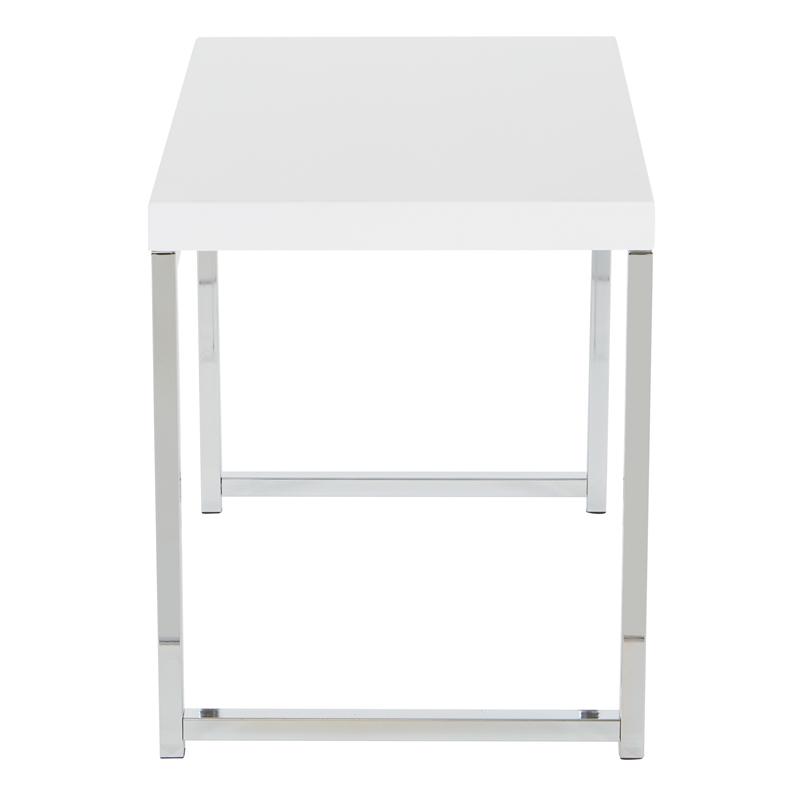 Pemberly Row End Table with Chrome Legs and White laminated wood top