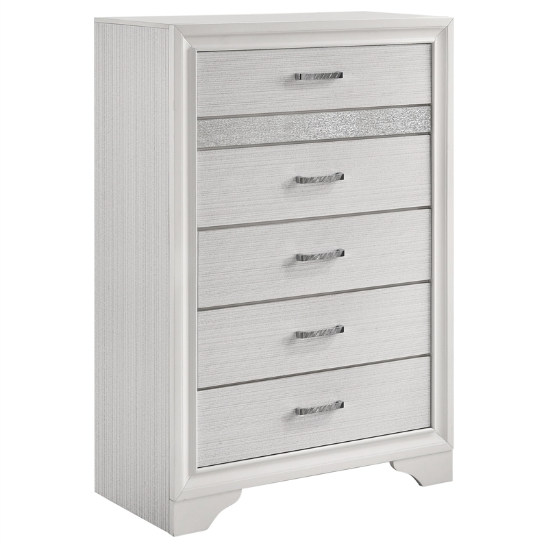 Pemberly Row Contemporary Wood 5-Drawer Rectangular Chest in White