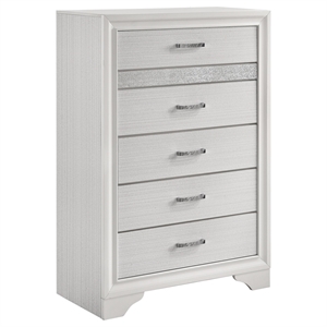 Pemberly Row Contemporary Wood 5-Drawer Rectangular Chest in White