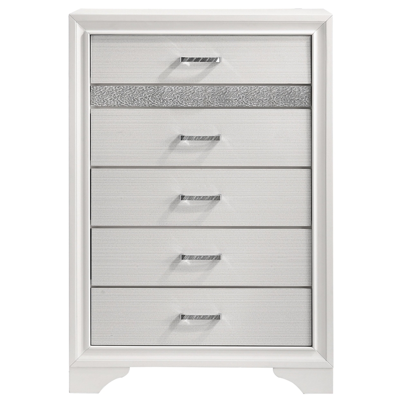 Pemberly Row Contemporary Wood 5-Drawer Rectangular Chest in White