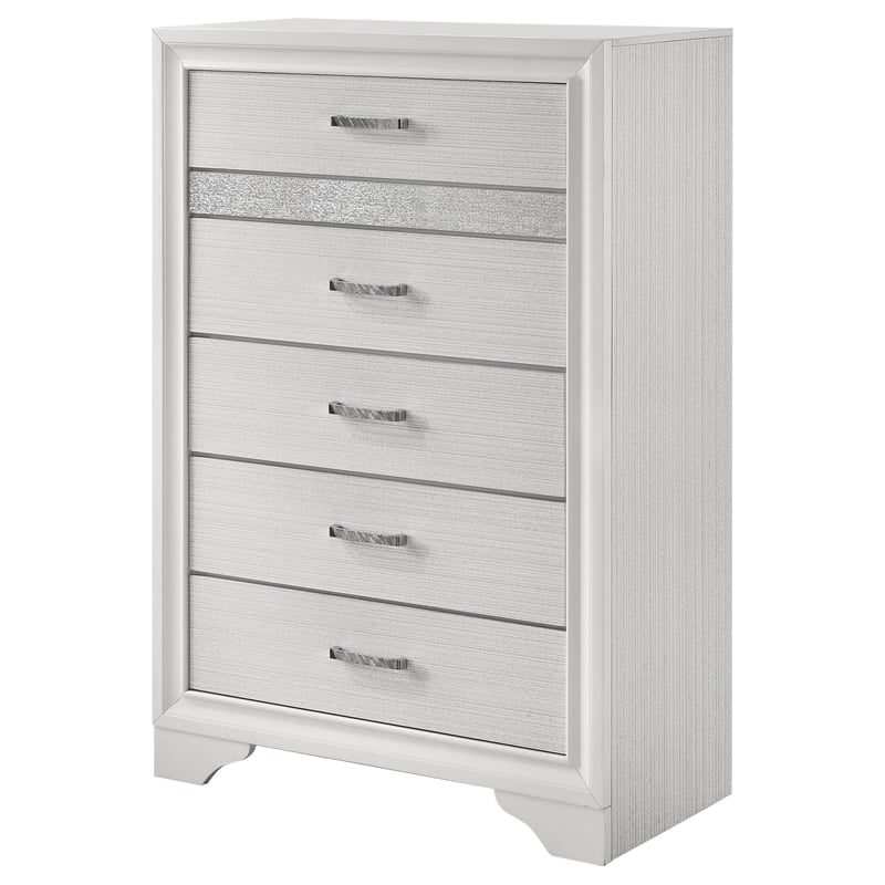 Pemberly Row Contemporary Wood 5-Drawer Rectangular Chest in White