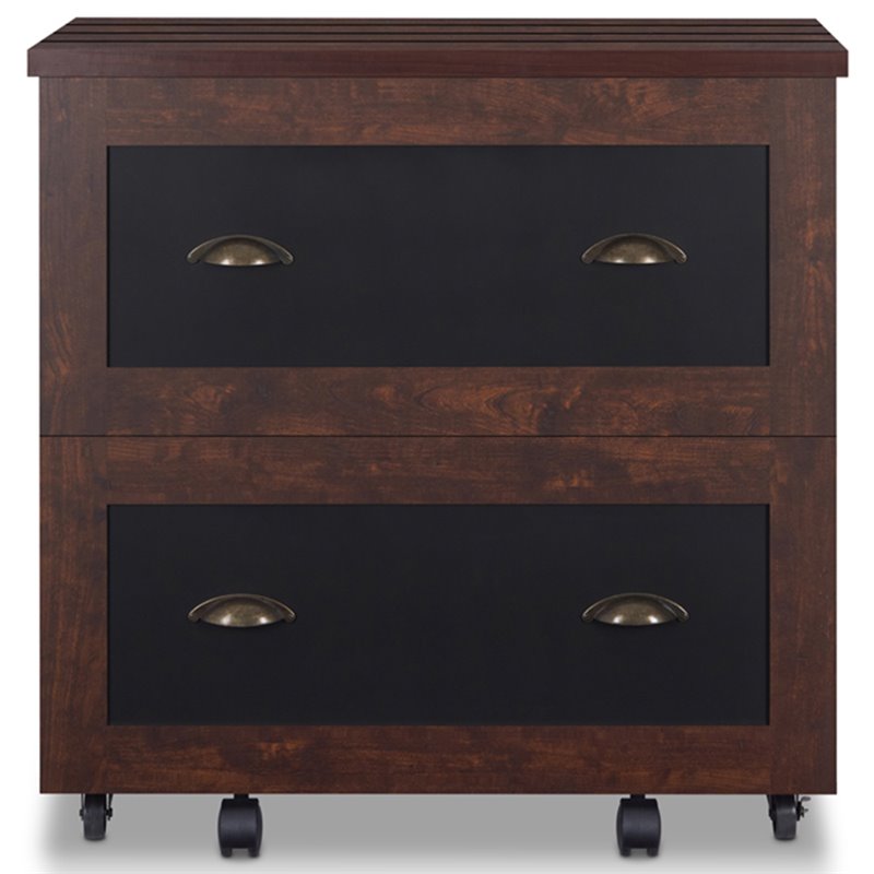 Pemberly Row Modern Wood 2-Drawer File Cabinet in Vintage Walnut