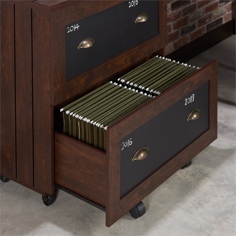 Pemberly Row Modern Wood 2-Drawer File Cabinet in Vintage Walnut