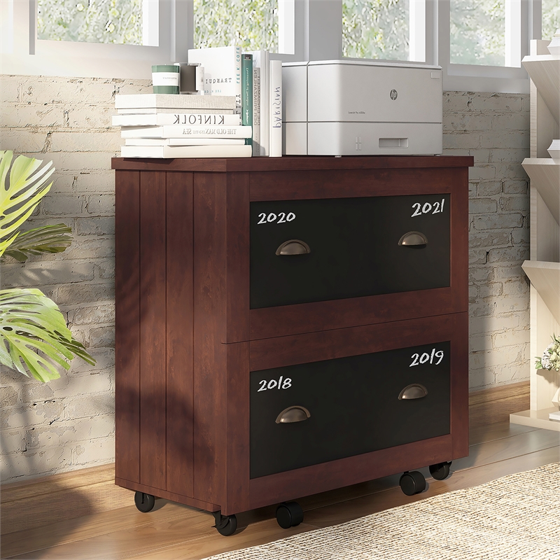 Pemberly Row Modern Wood 2-Drawer File Cabinet in Vintage Walnut