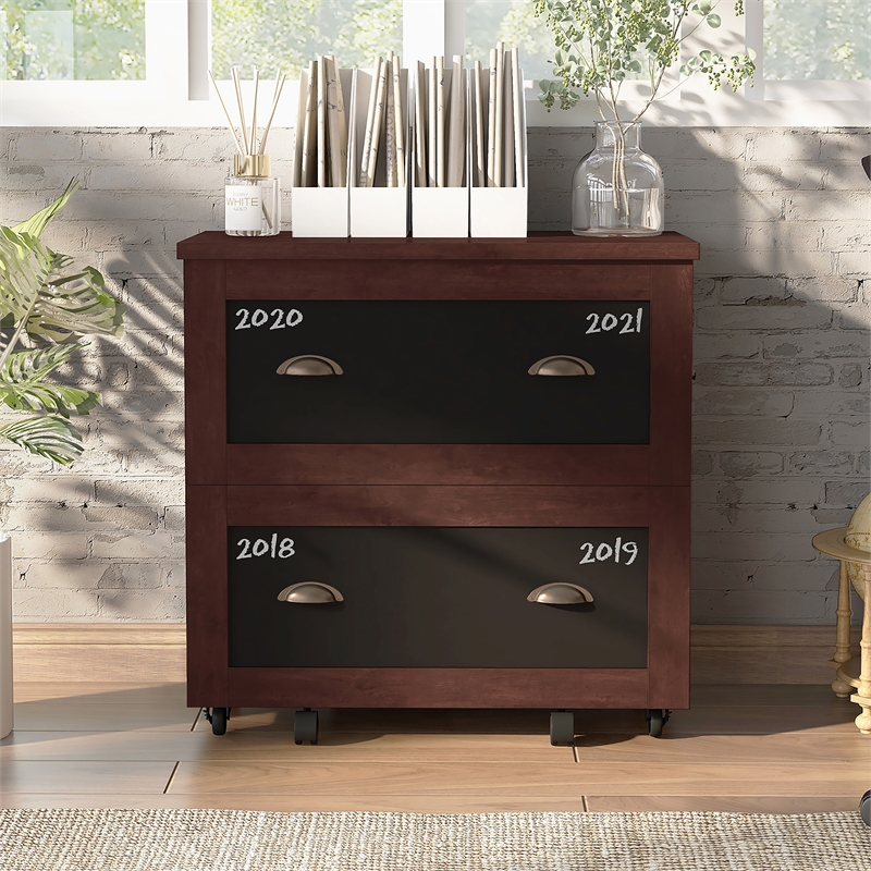 Pemberly Row Modern Wood 2-Drawer File Cabinet in Vintage Walnut