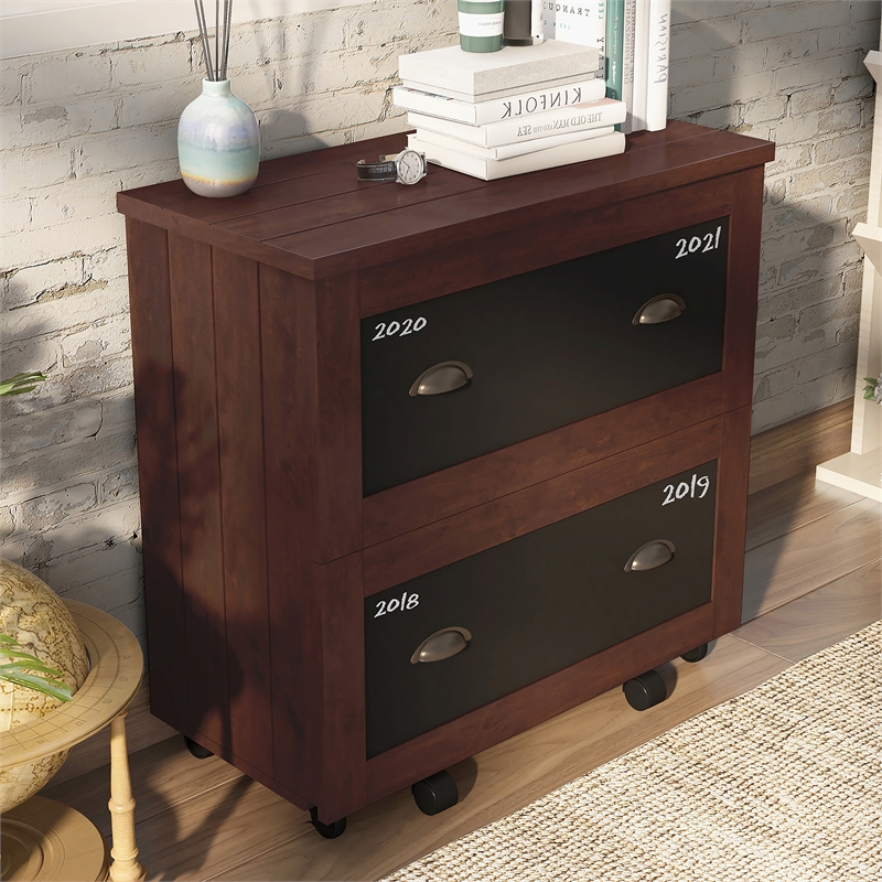 Pemberly Row Modern Wood 2-Drawer File Cabinet in Vintage Walnut