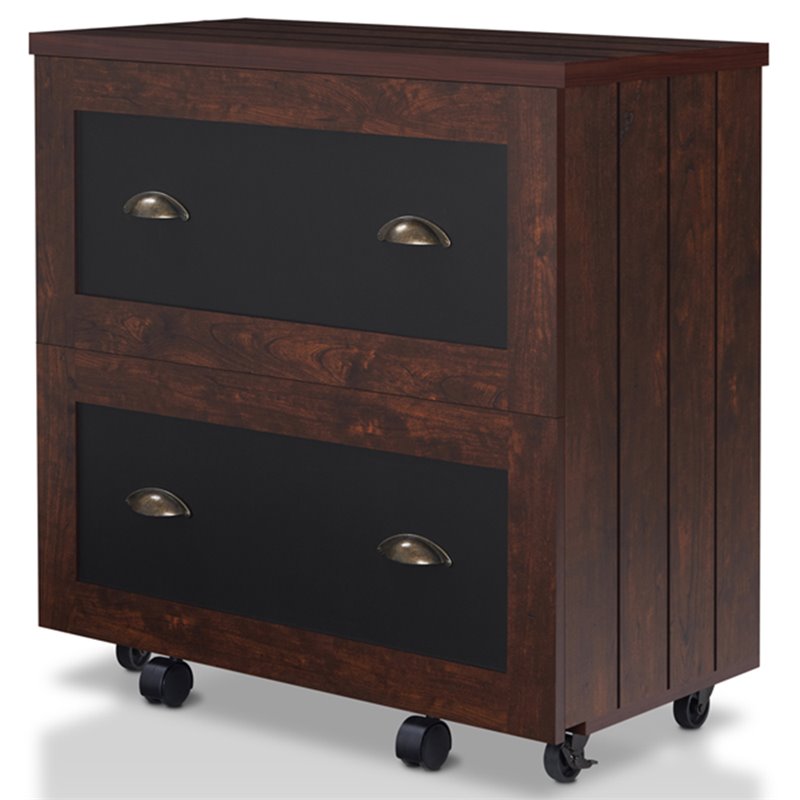 Pemberly Row Modern Wood 2-Drawer File Cabinet in Vintage Walnut