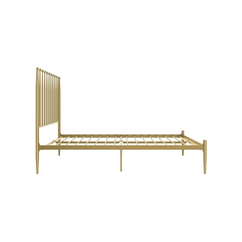 Pemberly Row Modern / Contemporary Queen Metal Spindle Bed in Gold