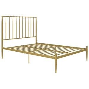 Pemberly Row Modern / Contemporary Queen Metal Spindle Bed in Gold