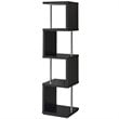 Pemberly Row 4-Shelf Contemporary Wood Geometric Snaking Bookcase in Black