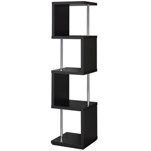 Pemberly Row 4-Shelf Contemporary Wood Geometric Snaking Bookcase in Black