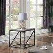 Pemberly Row Farmhouse Wood Square End Table with Metal Base in Gray