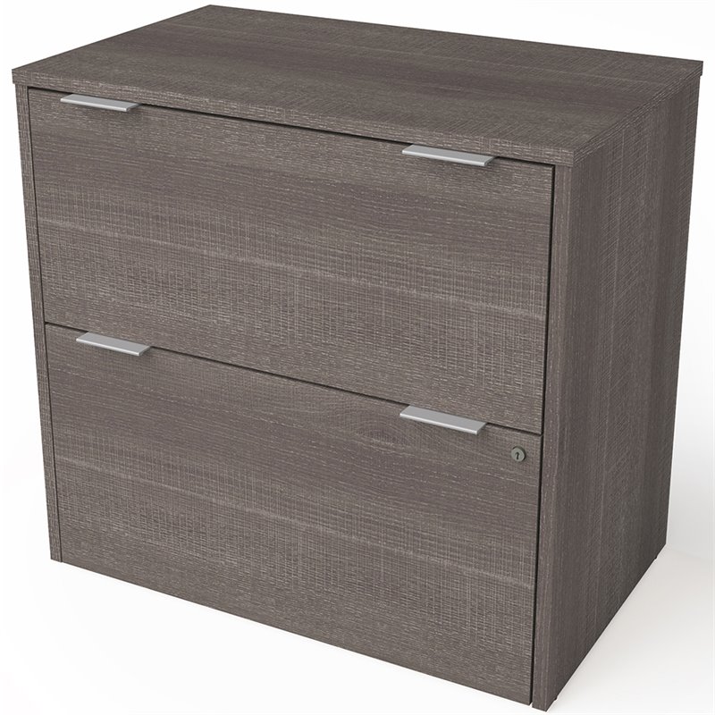 Pemberly Row 2 Drawer Lateral Wood File Cabinet in Bark Gray