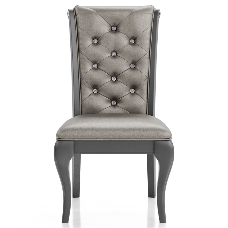 Pemberly Row Modern Wood Tufted Side Chair in Gray (Set of 2)