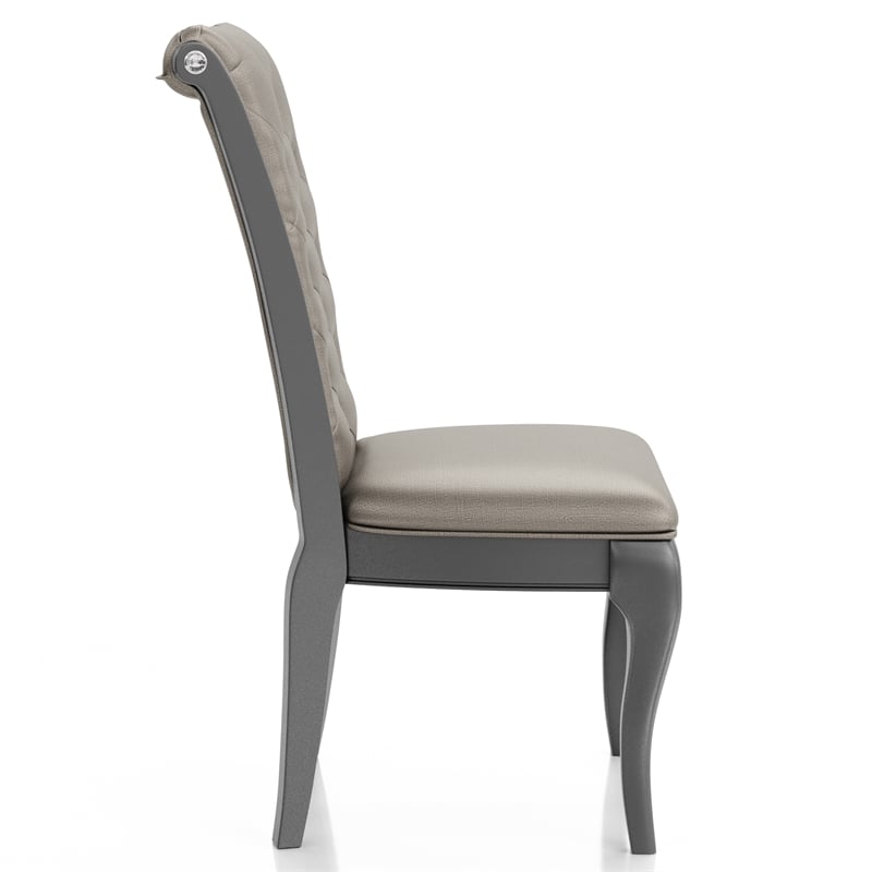 Pemberly Row Modern Wood Tufted Side Chair in Gray (Set of 2)