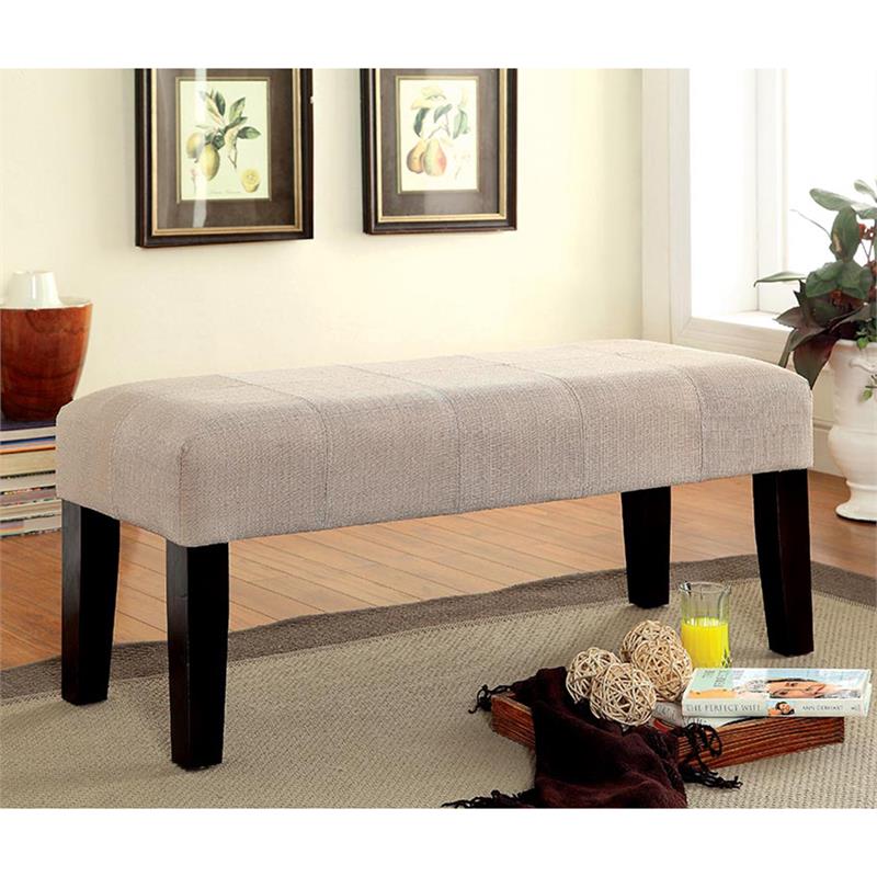 Pemberly Row Modern / Contemporary Fabric Accent Bench in Ivory