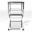 Pemberly Row Contemporary Transitional Metal Bar Cart in Chrome