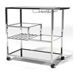 Pemberly Row Contemporary Transitional Metal Bar Cart in Chrome