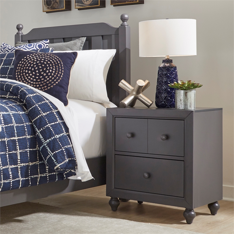 Pemberly Row Contemporary Cottage View Dark Gray Night Stand