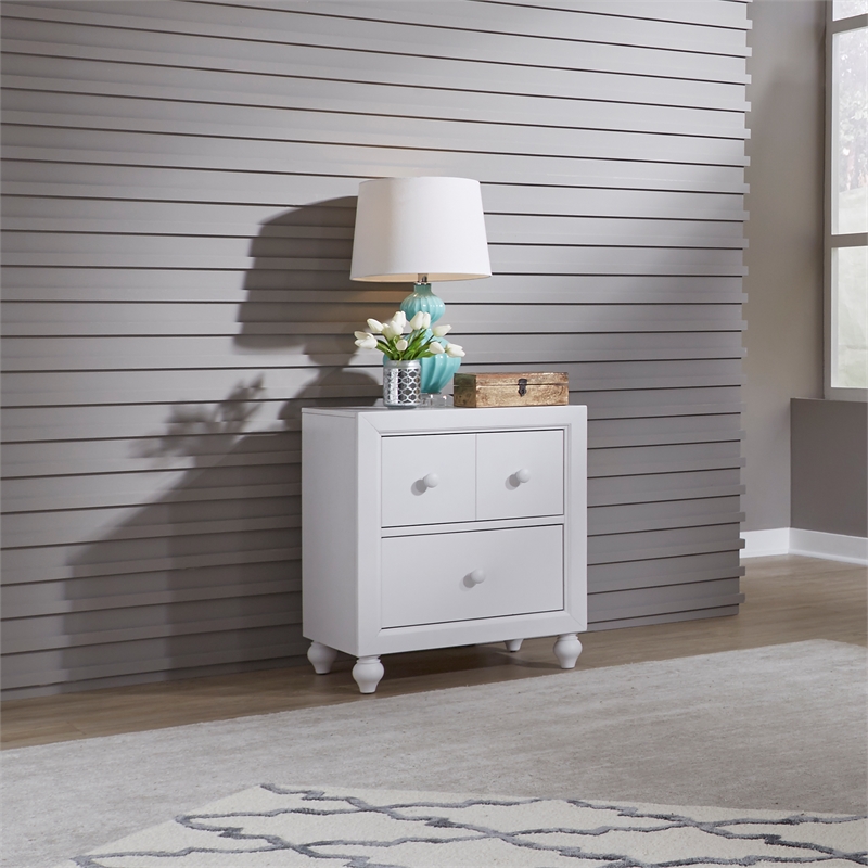 Pemberly Row Modern / Contemporary Cottage View White Night Stand