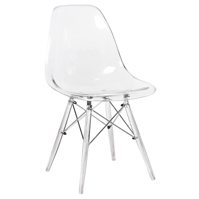 Pemberly Row Dining Side Chair With Acrylic Eiffel Base in Clear
