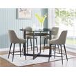 Pemberly Row Khaki Beige Fabric and Dark Metal Counter Chair