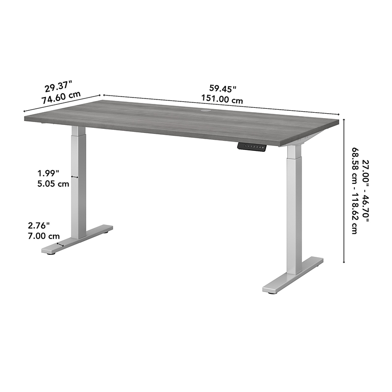 Pemberly Row Contemporary 60W Height Adjustable Standing Desk