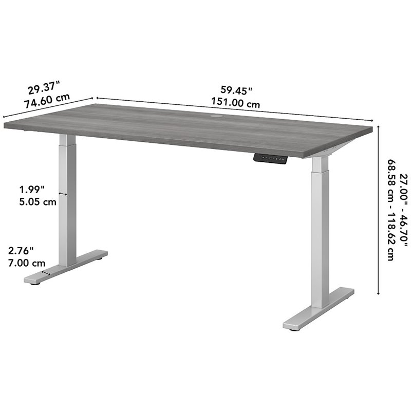 Pemberly Row Contemporary 60W Height Adjustable Standing Desk