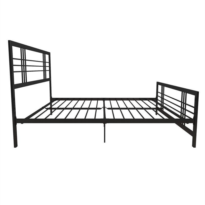 Pemberly Row Modern / Contemporary Metal Bed in Black in King