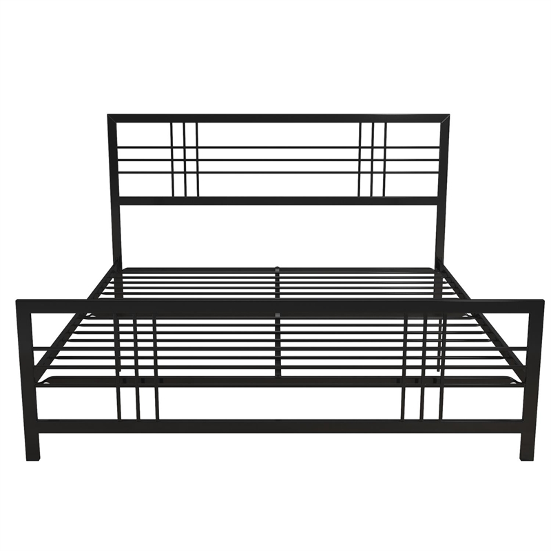 Pemberly Row Modern / Contemporary Metal Bed in Black in King