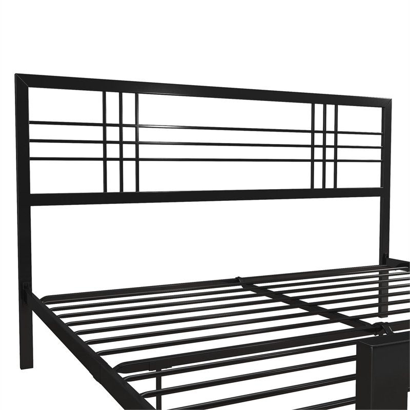 Pemberly Row Modern / Contemporary Metal Bed in Black in King