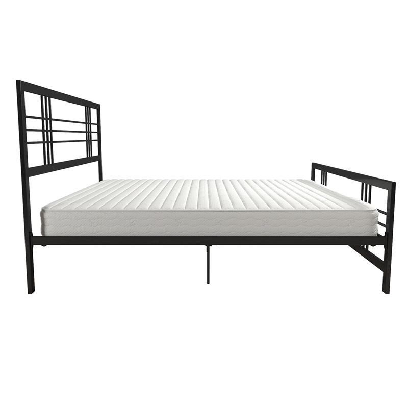 Pemberly Row Modern / Contemporary Metal Bed in Black in King