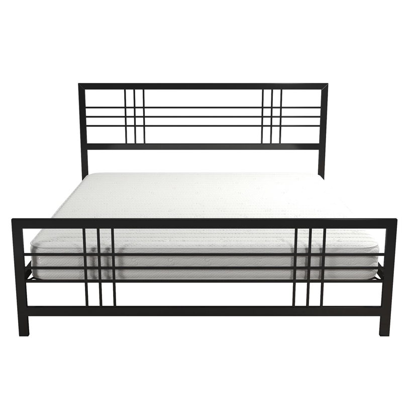 Pemberly Row Modern / Contemporary Metal Bed in Black in King