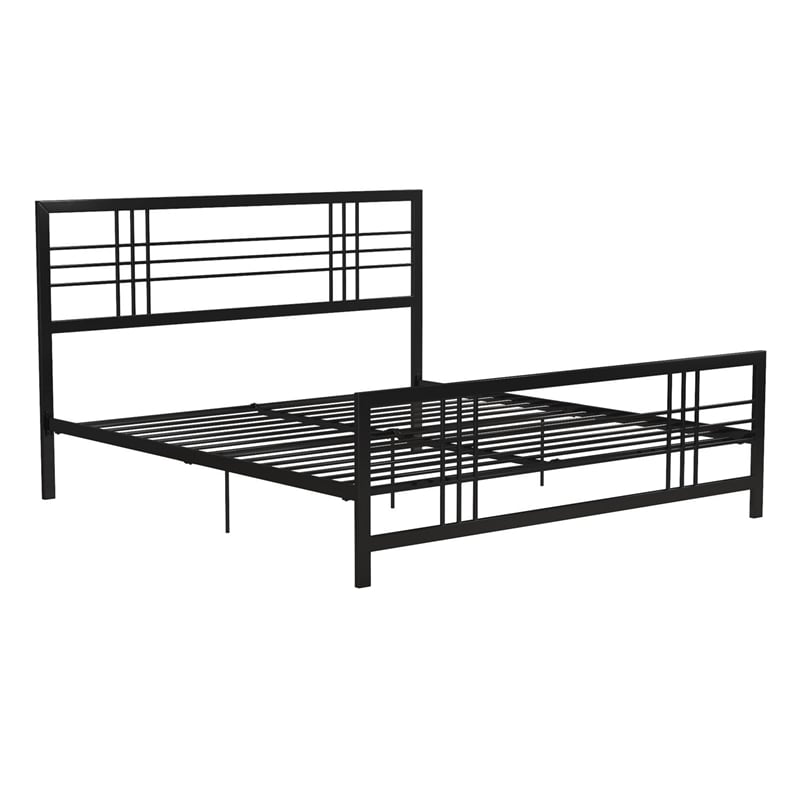 Pemberly Row Modern / Contemporary Metal Bed in Black in King