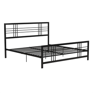 Pemberly Row Modern / Contemporary Metal Bed in Black in King