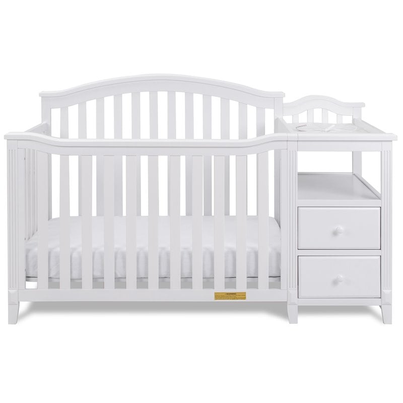 Pemberly Row Modern 4-in-1 Convertible Crib and Changer White
