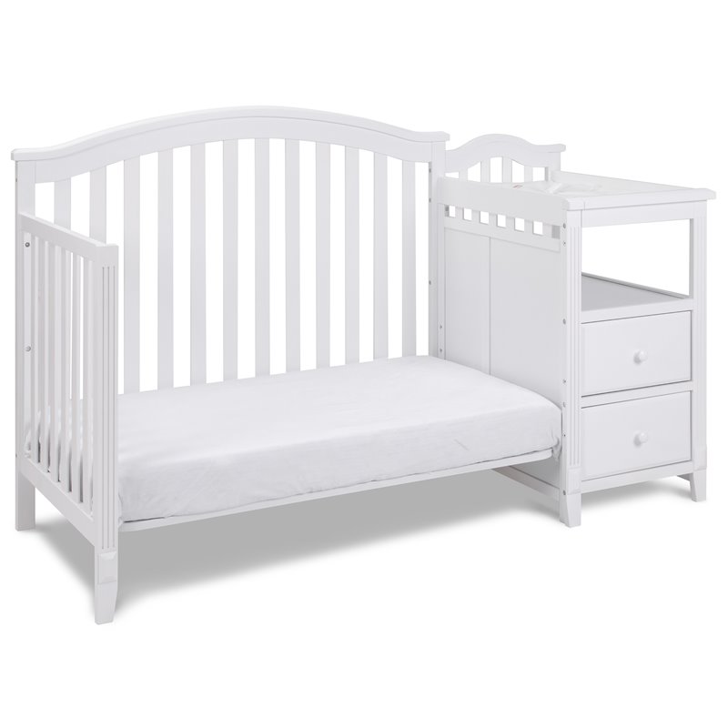 Pemberly Row Modern 4-in-1 Convertible Crib and Changer White