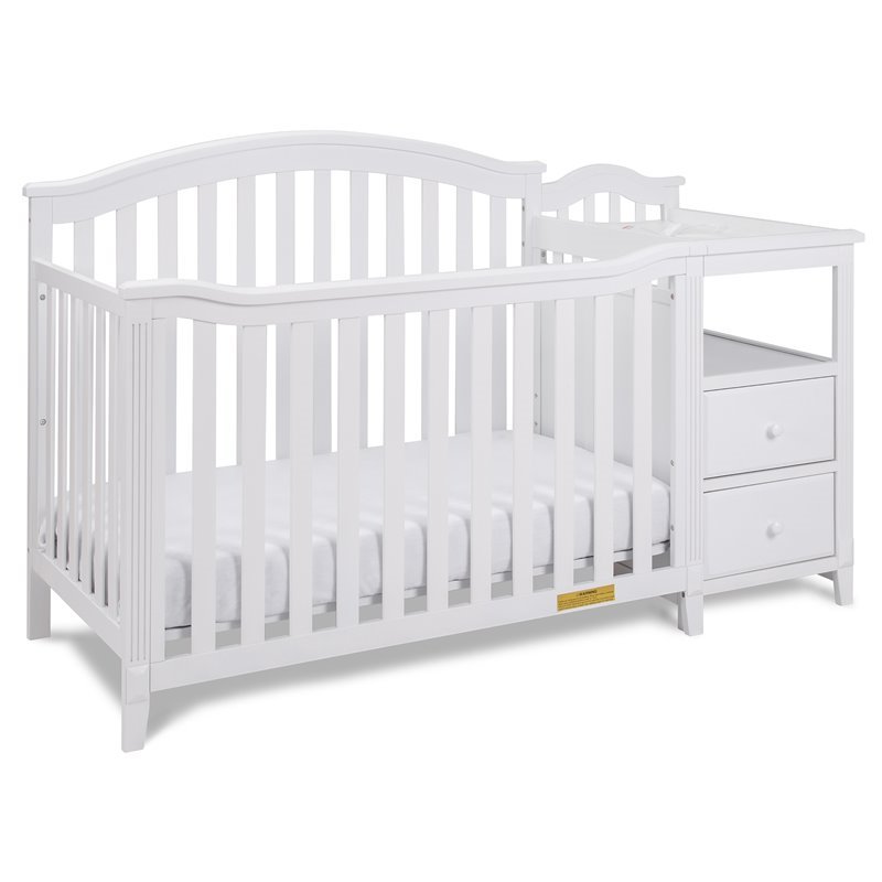 Pemberly Row Modern 4-in-1 Convertible Crib and Changer White