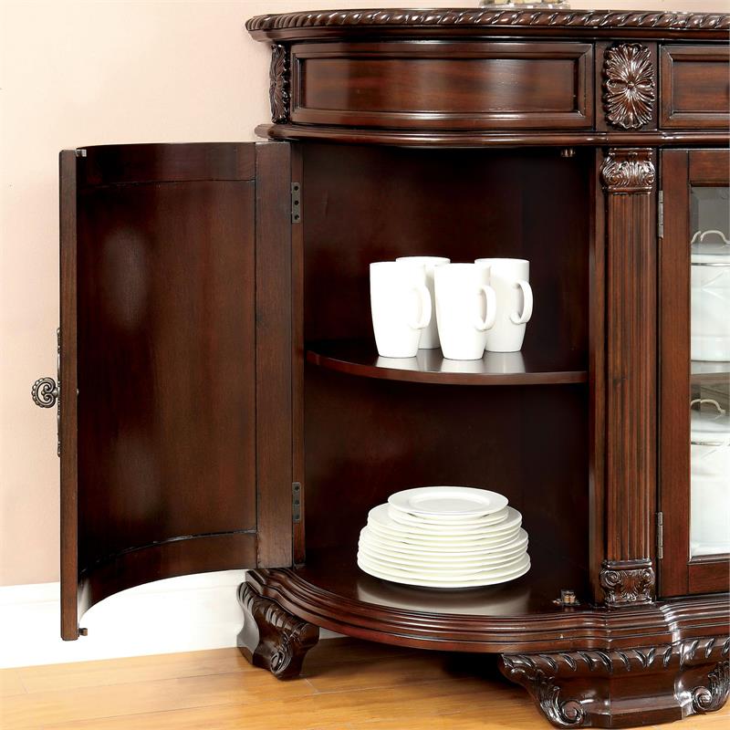 Pemberly Row Modern Wood Multi-Storage Buffet in Brown Cherry