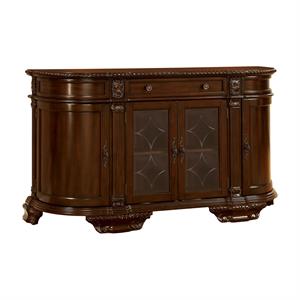 Pemberly Row Modern Wood Multi-Storage Buffet in Brown Cherry