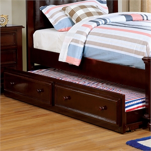 Pemberly Row Traditional Solid Wood Trundle Unit in Dark Walnut