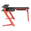 Pemberly Row Battlestation L-Shape Game Desk with Carbon Top and Matte Red Legs