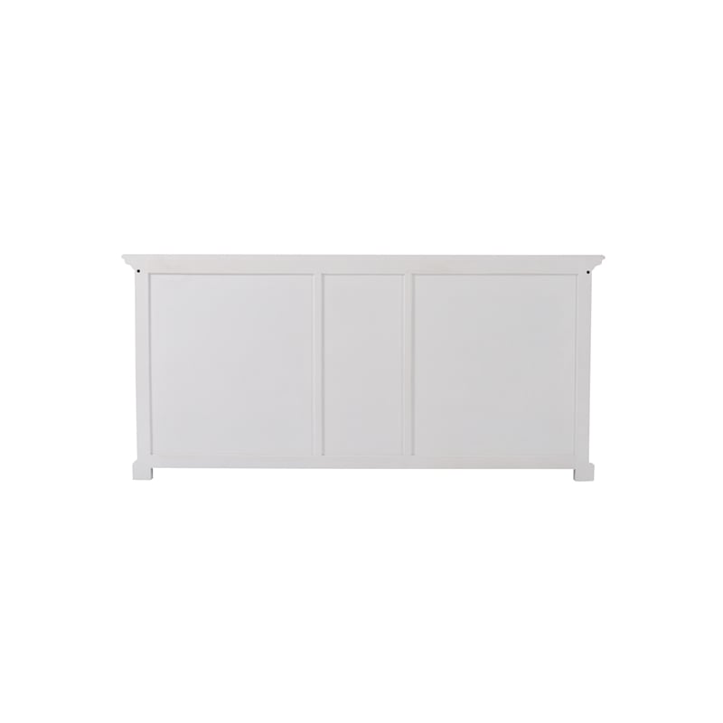 Pemberly Row Mahogany Wood Bookcase 5 Doors 3 Drawers in Classic White